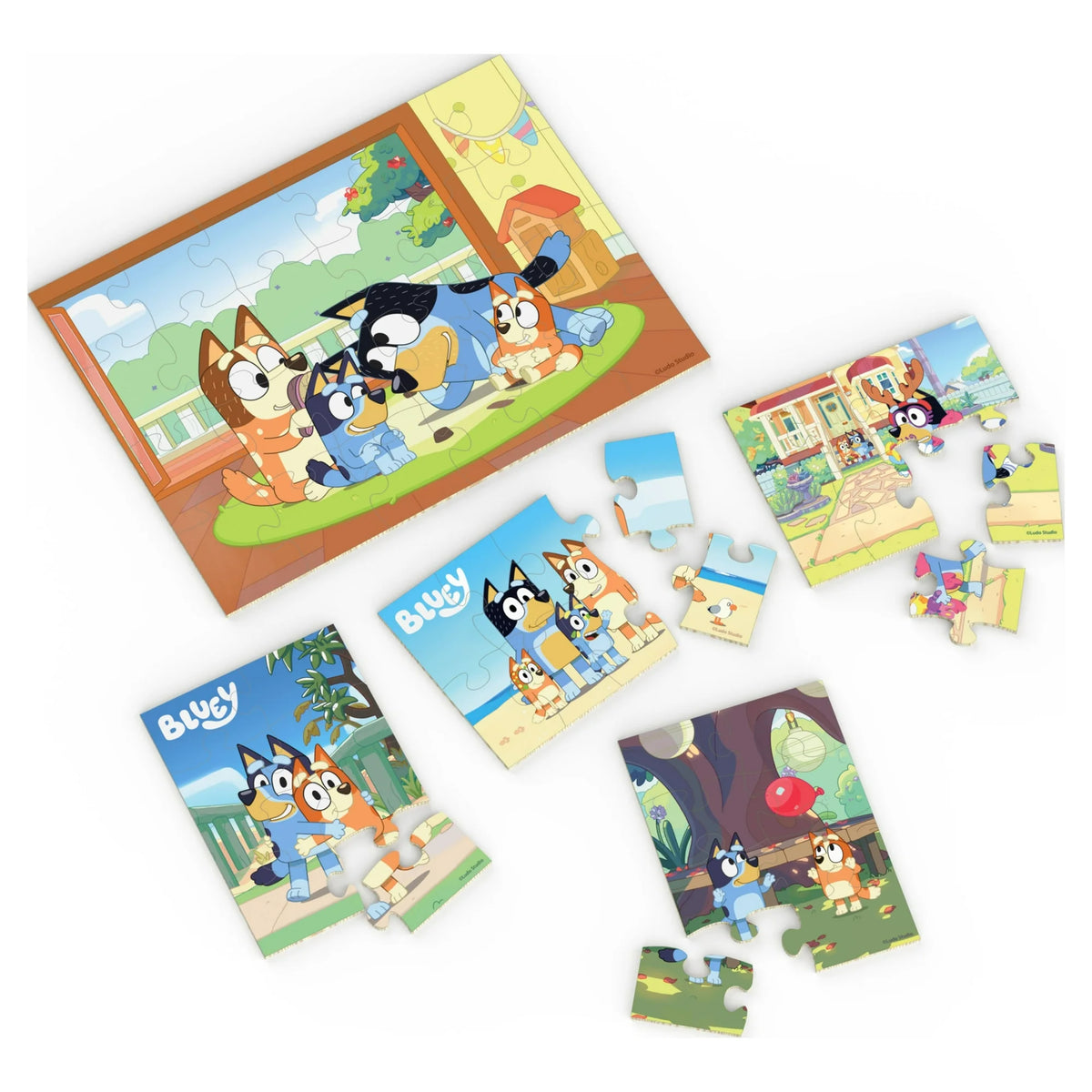 BLUEY: 5 WOOD PUZZLES SET IN WOOD BOX