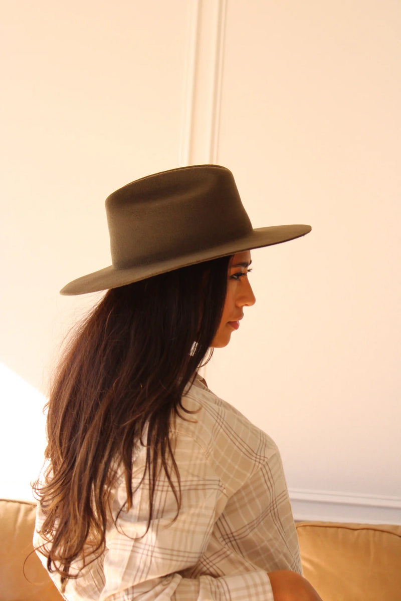 WILDER & SOUL: QUINN CATTLEMEN WOOL FELT HAT - OLIVE