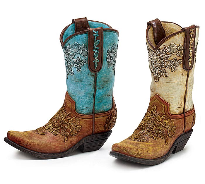 COWBOY BOOT RESIN VASE