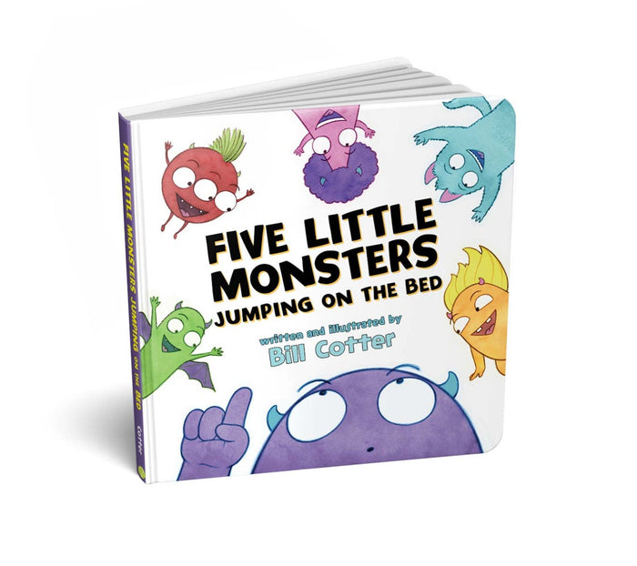 FIVE LITTLE MONSTERS JUMPING ON THE BED BOARD BOOK