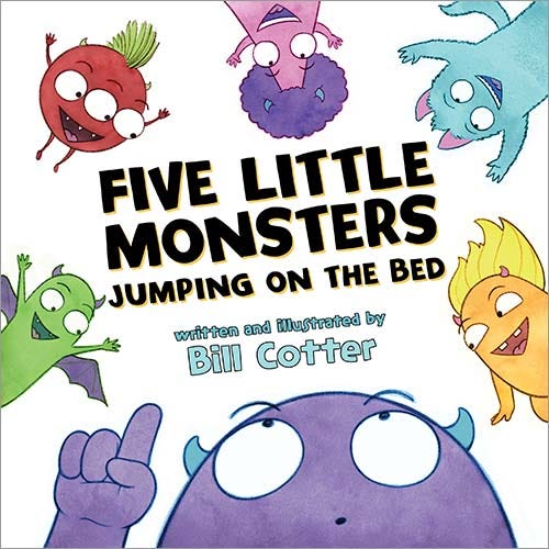 FIVE LITTLE MONSTERS JUMPING ON THE BED BOARD BOOK