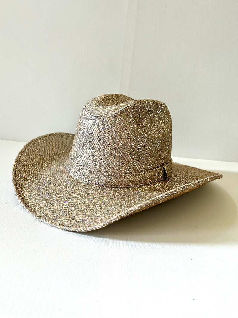 WILDER & SOUL: JAN WESTERN COWBOY HAT - CHAMPAGNE GLITTER