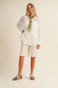 WHITE SHEER SHIRT WITH CARGO POCKETS
