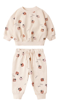 QUINCY MAE: LOVE BUG RELAXED SWEATSHIRT & SWEATPANT SET - PETAL
