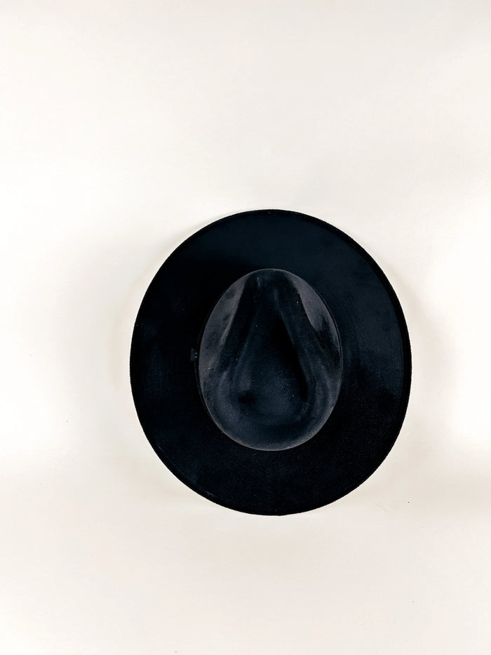 WILDER AND SOUL: VEGAN SUEDE RANCHER HAT - BLACK