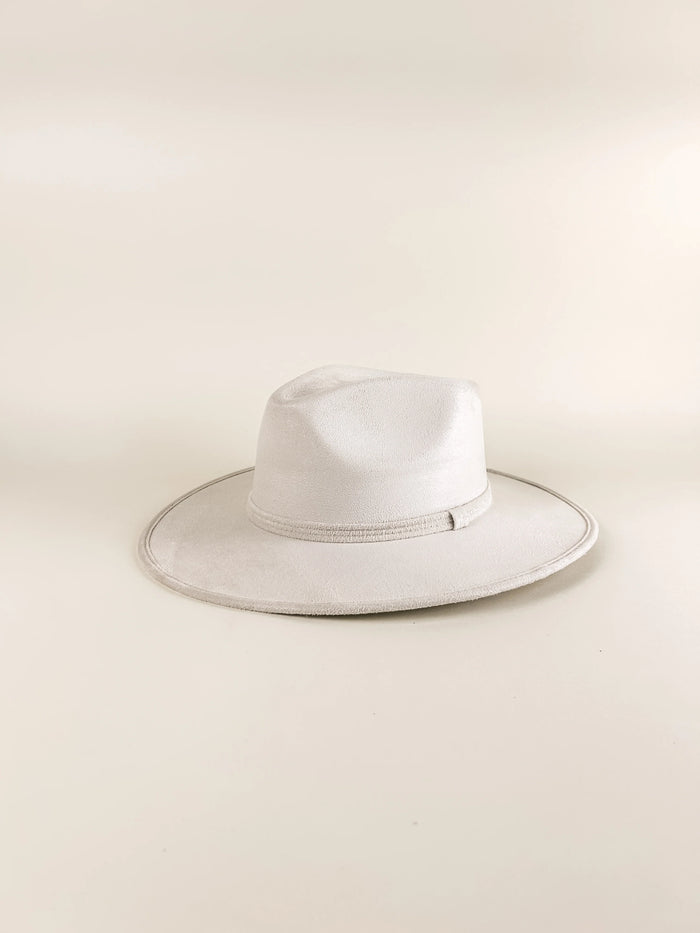 WILDER AND SOUL: VEGAN SUEDE RANCHER HAT - IVORY