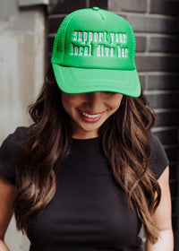 PANACHE APPAREL: SUPPORT YOUR LOCAL DIVE BAR TRUCKER HAT - GREEN