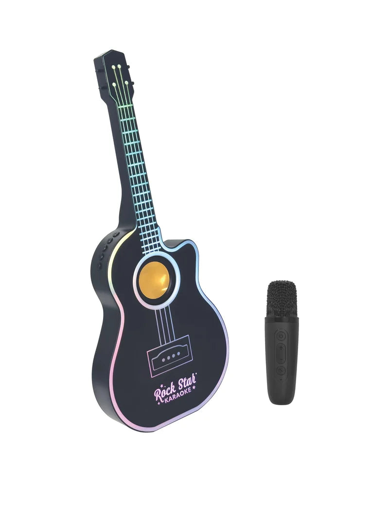 ROCK STAR KARAOKE-GUITAR SPEAKER & MICROPHONE COMBO - BLACK