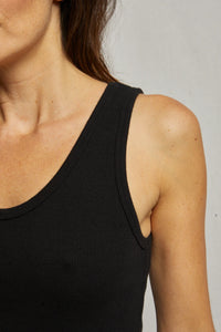 PERFECTWHITETEE: BLONDIE STRUCTURED RIB BRA FRIENDLY TANK - TRUE BLACK