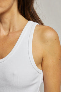 PERFECTWHITETEE: BLONDIE STRUCTURED RIB BRA FRIENDLY TANK - WHITE