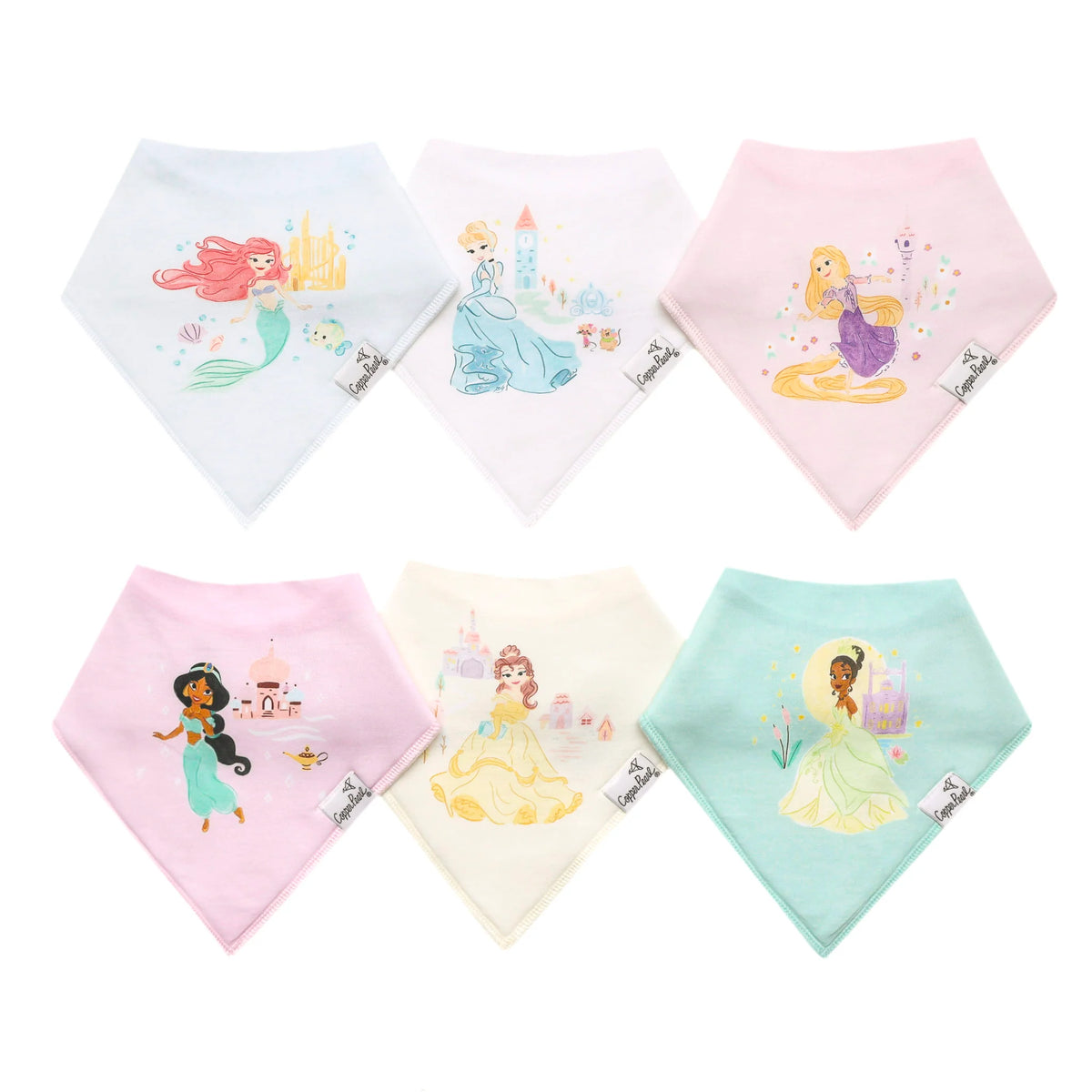 COPPER PEARL: DISNEY PRINCESS BABY BANDANA BIBS (6-PACK)