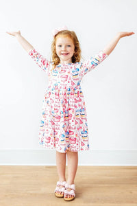 MILA & ROSE: BIRTHDAY GIRL 3/4 SLEEVE POCKET TWIRL DRESS