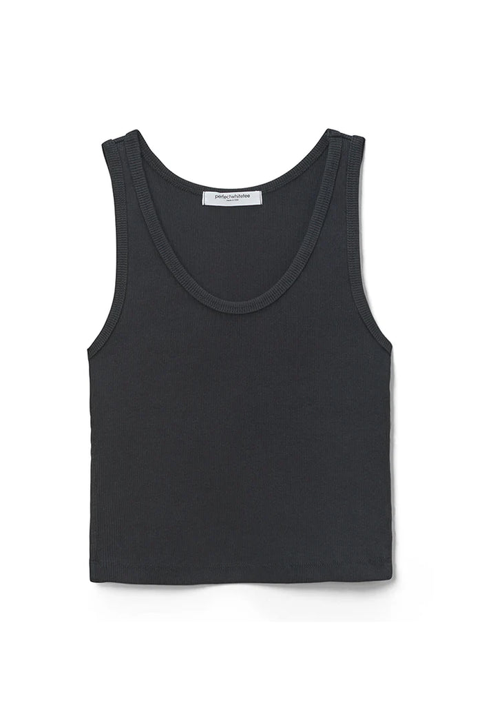 PERFECTWHITETEE: BLONDIE STRUCTURED RIB BRA FRIENDLY TANK - TRUE BLACK