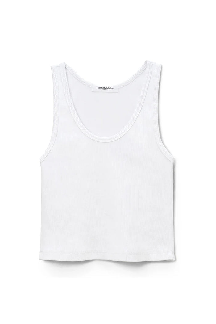 PERFECTWHITETEE: BLONDIE STRUCTURED RIB BRA FRIENDLY TANK - WHITE