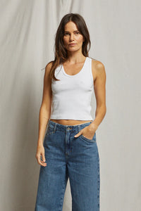 PERFECTWHITETEE: BLONDIE STRUCTURED RIB BRA FRIENDLY TANK - WHITE