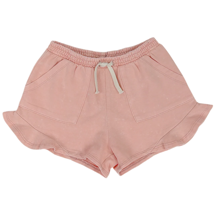 TINY WHALES: BLOOM FRENCH TERRY BUTTERFLY SHORTS - MINERAL PINK