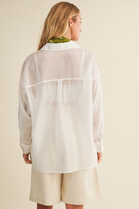 WHITE SHEER SHIRT WITH CARGO POCKETS