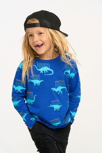 CHASER: MENORASUARUS HANUKKAH CREW NECK TEE - LAPIS BLUE