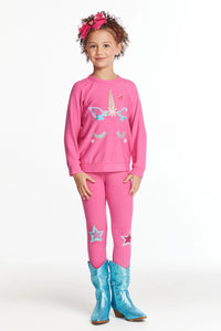 CHASER: GLITTER UNICORN GIRLS RAGLAN PULLOVER - RIO