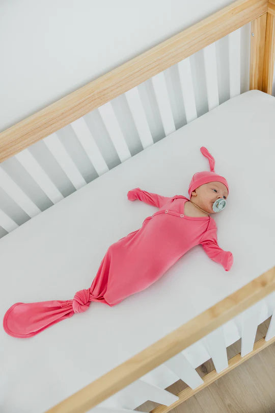 COPPER PEARL: FLAMINGO NEWBORN KNOTTED GOWN