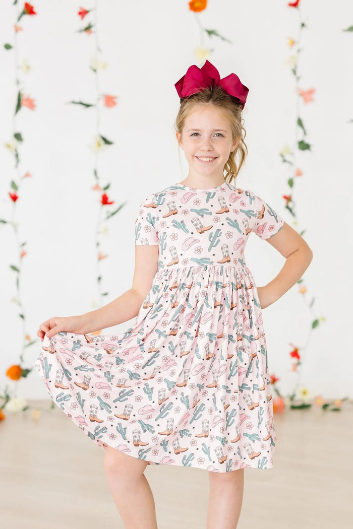 MILA & ROSE: CACTUS COWGIRL S/S POCKET TWIRL DRESS