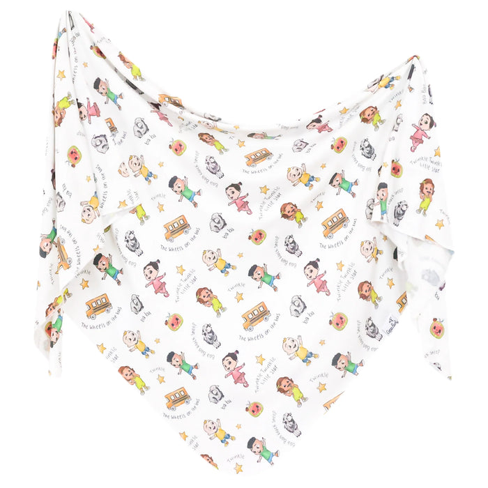 COPPER PEARL: COCOMELON FRIENDS KNIT SWADDLE BLANKET