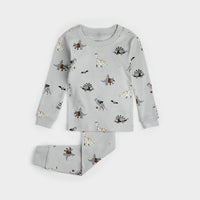 PETIT LEM: DINOSCARIES GLOW IN THE DARK PJ SET - LUNAR GREY