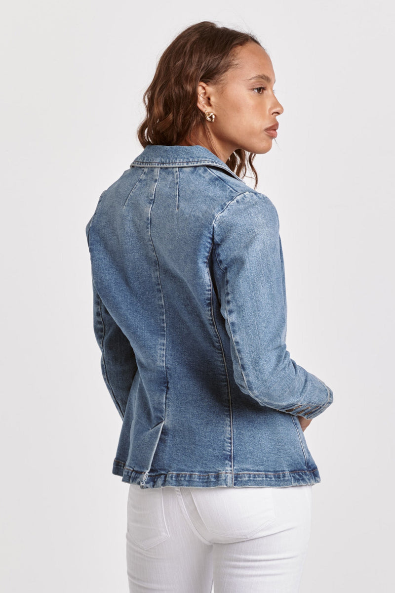 DEAR JOHN: MINAH DENIM BLAZER JACKET - SANTOS