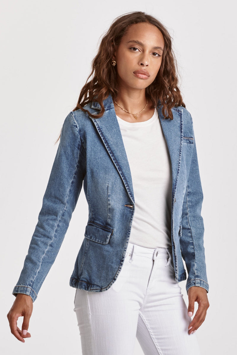 DEAR JOHN: MINAH DENIM BLAZER JACKET - SANTOS