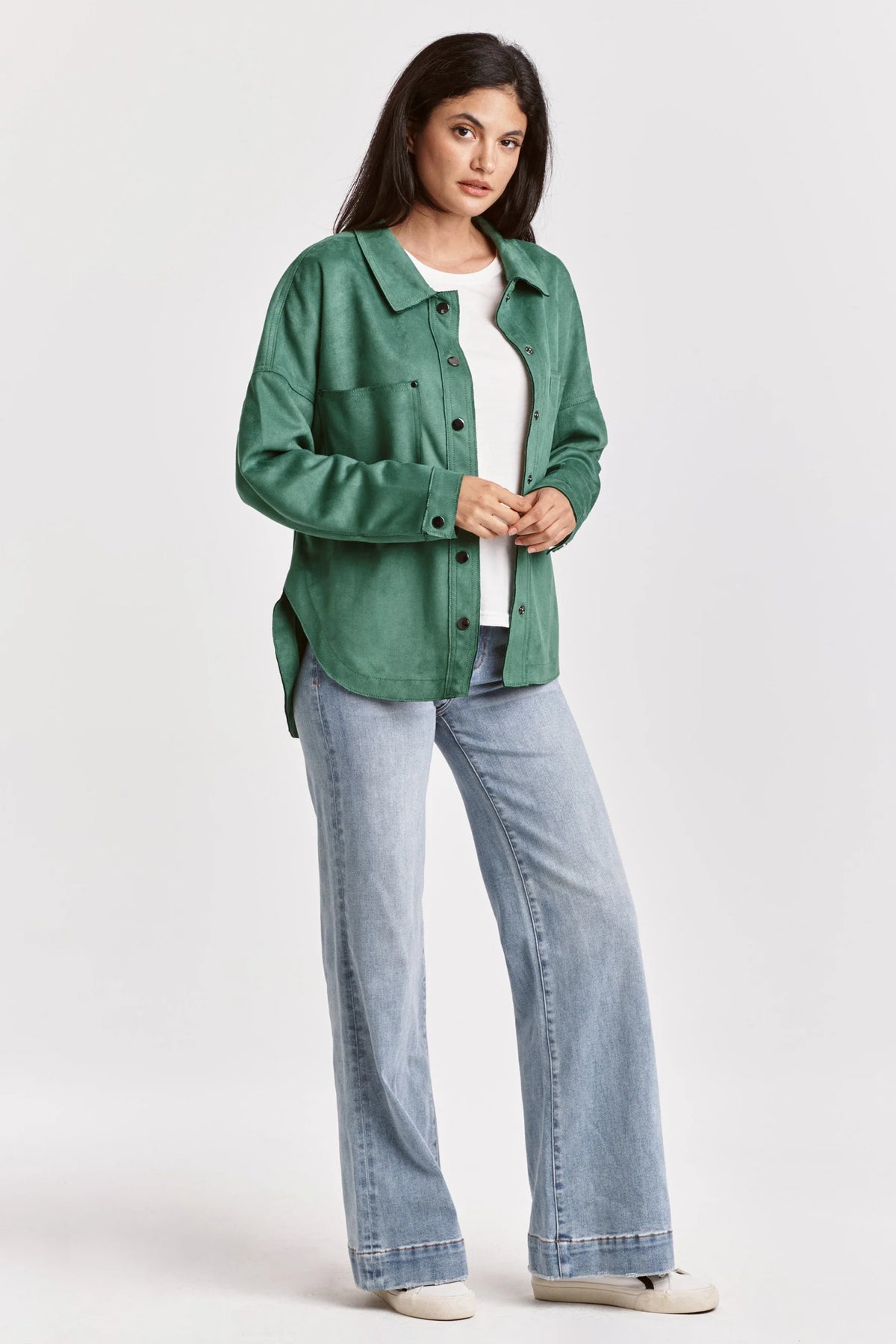 DEAR JOHN: GINA SHIRT JACKET - NEPHRITE SUEDE