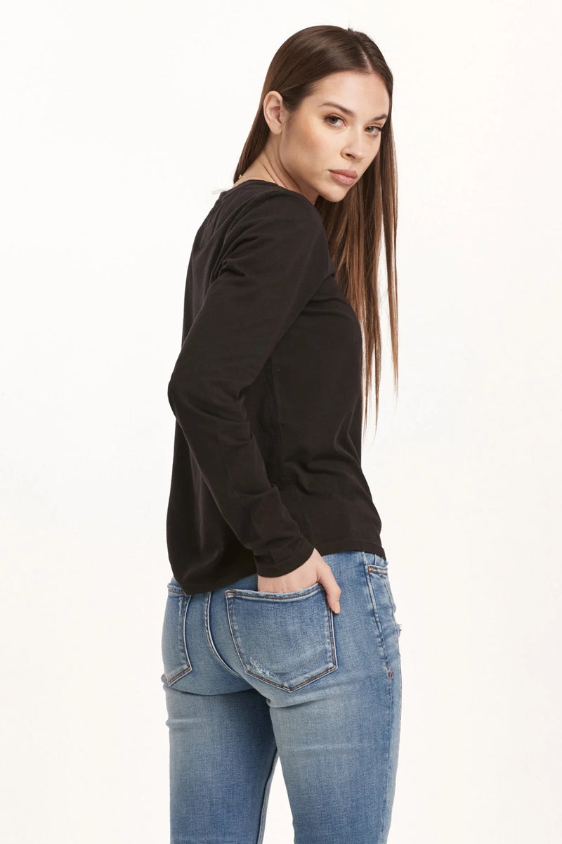 DEAR JOHN: KATHY LONG SLEEVE JERSEY TEE - BLACK