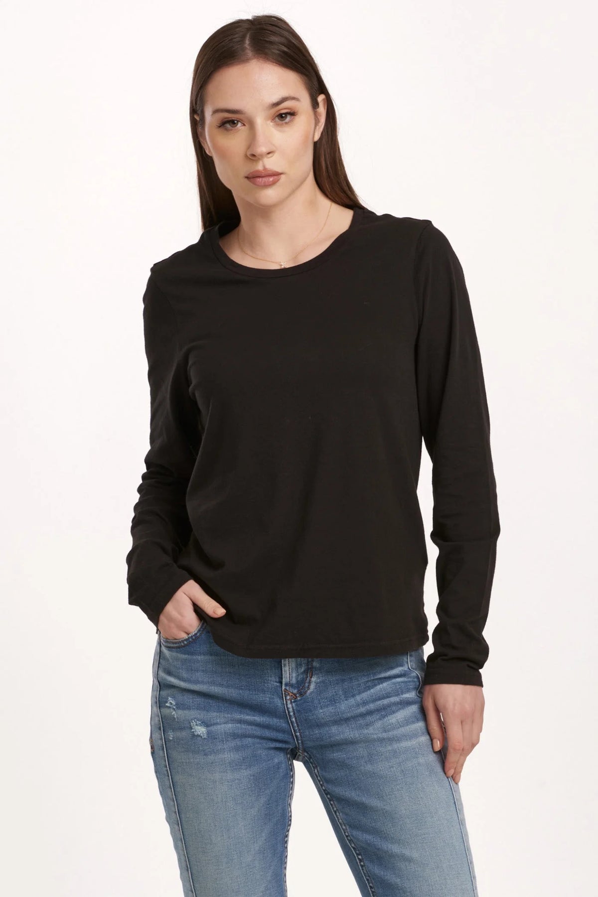 DEAR JOHN: KATHY LONG SLEEVE JERSEY TEE - BLACK