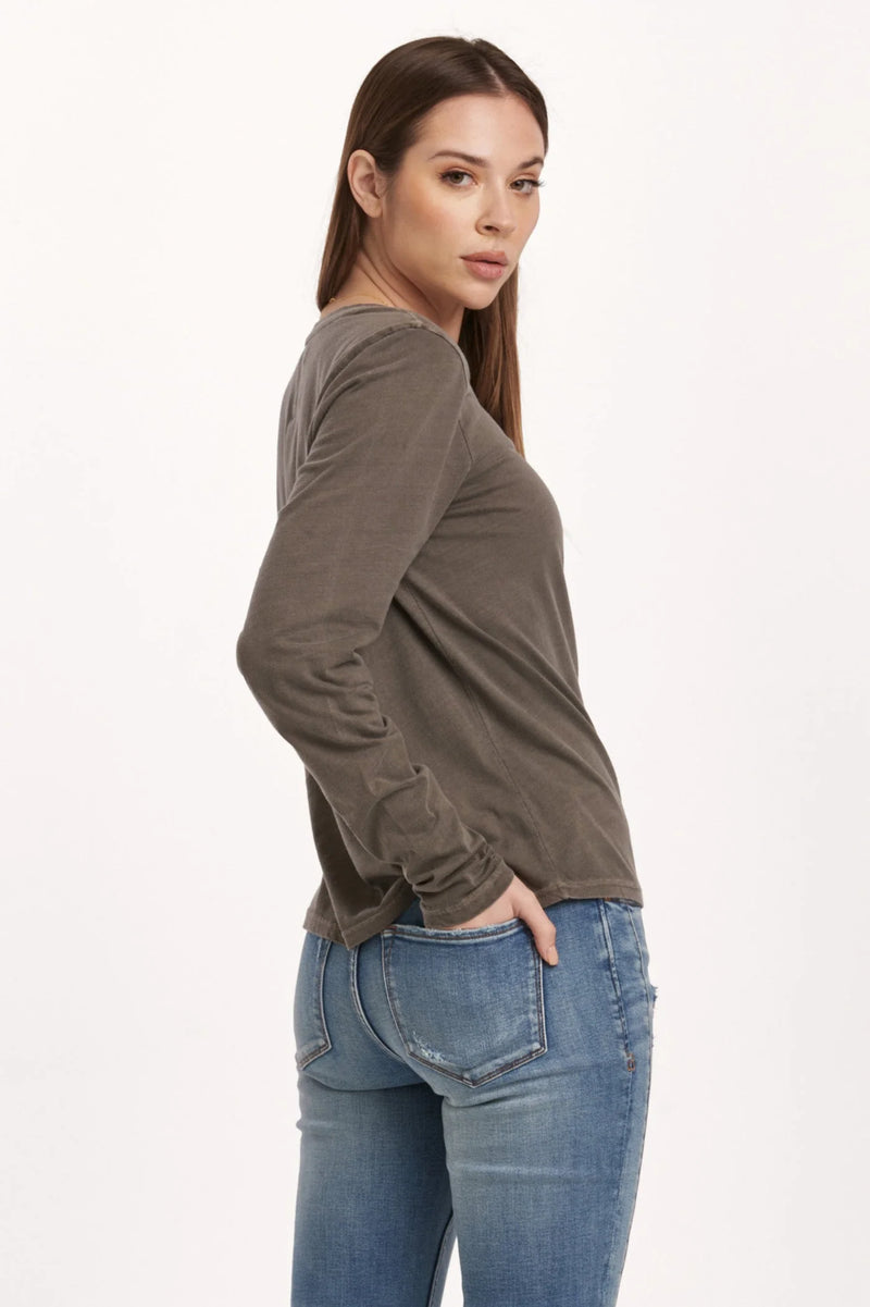 DEAR JOHN: KATHY LONG SLEEVE JERSEY TEE - CHARCOAL