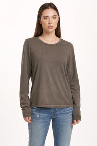 DEAR JOHN: KATHY LONG SLEEVE JERSEY TEE - CHARCOAL