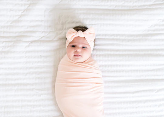 COPPER PEARL: BLUSH KNIT HEADBAND BOW