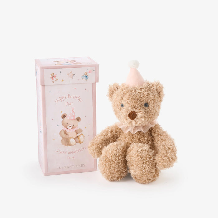 ELEGANT BABY: PINK BIRTHDAY BEAR PLUSH TOY W/ GIFT BOX