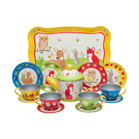 FOREST FRIENDS TEA TIME: 15-PIECE TIN TEA SET