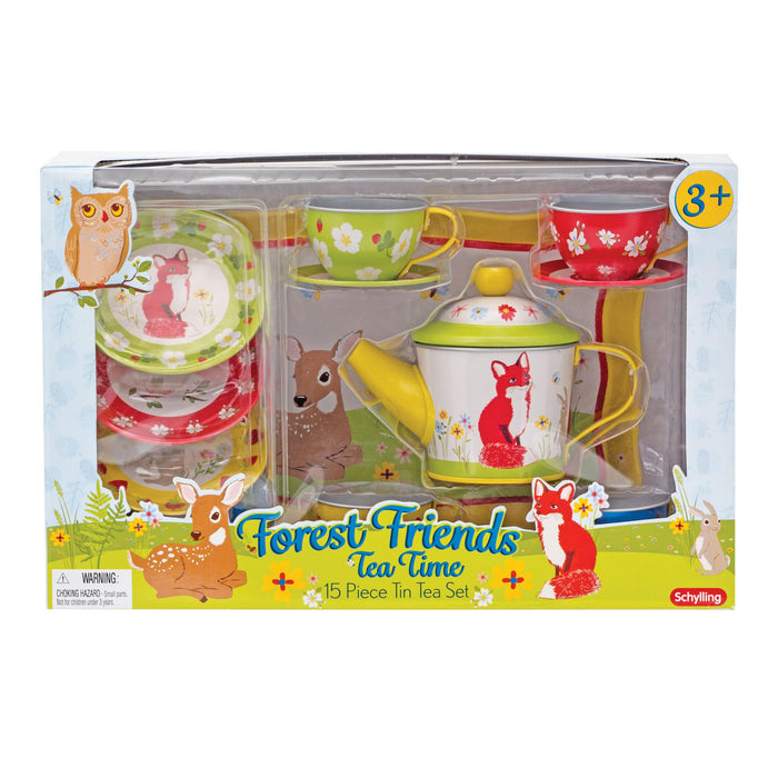 FOREST FRIENDS TEA TIME: 15-PIECE TIN TEA SET