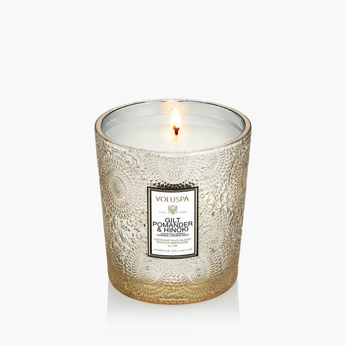 VOLUSPA: GILT POMANDER & HINOKI CLASSIC CANDLE 9oz
