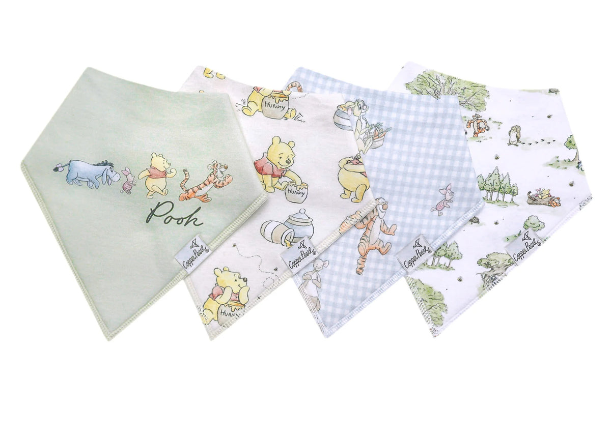 COPPER PEARL: HUNDRED ACRE WOOD BABY BANDANA BIBS (4-PACK)