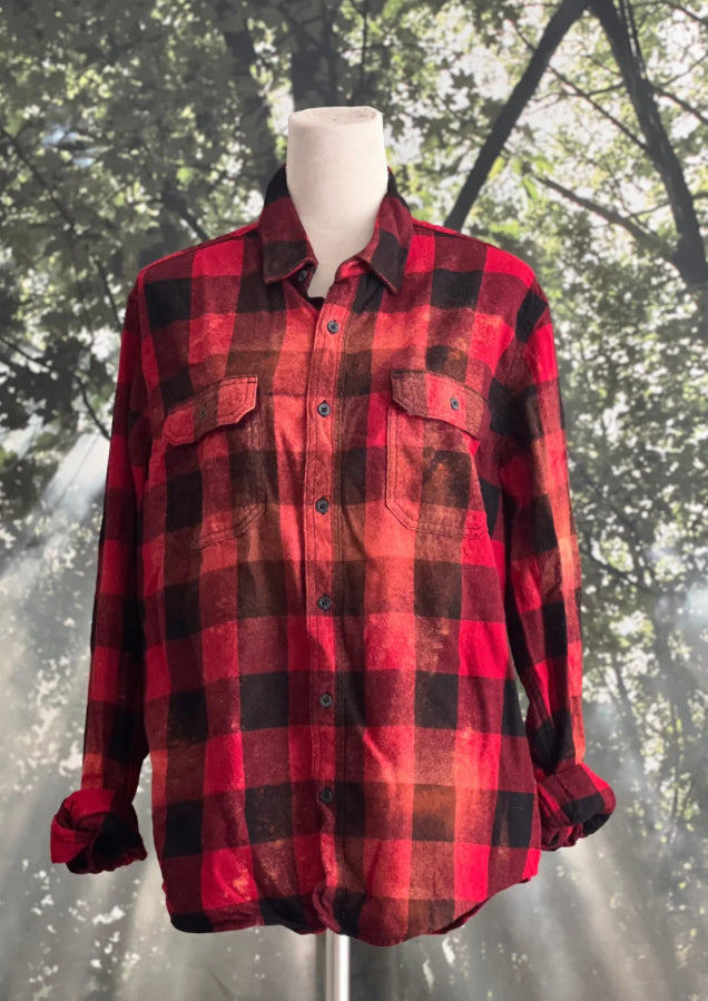 LEMONAID: CLASSIC BUFFALO PLAID ACID DUSTED FLANNEL - RED/BLACK