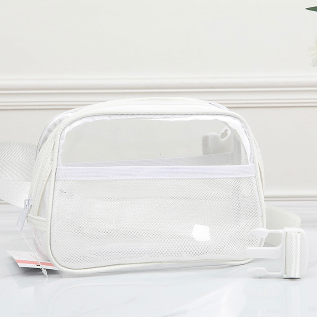 CLEAR MESH ZIPPER CROSSBODY BAG - CLEAR WHITE