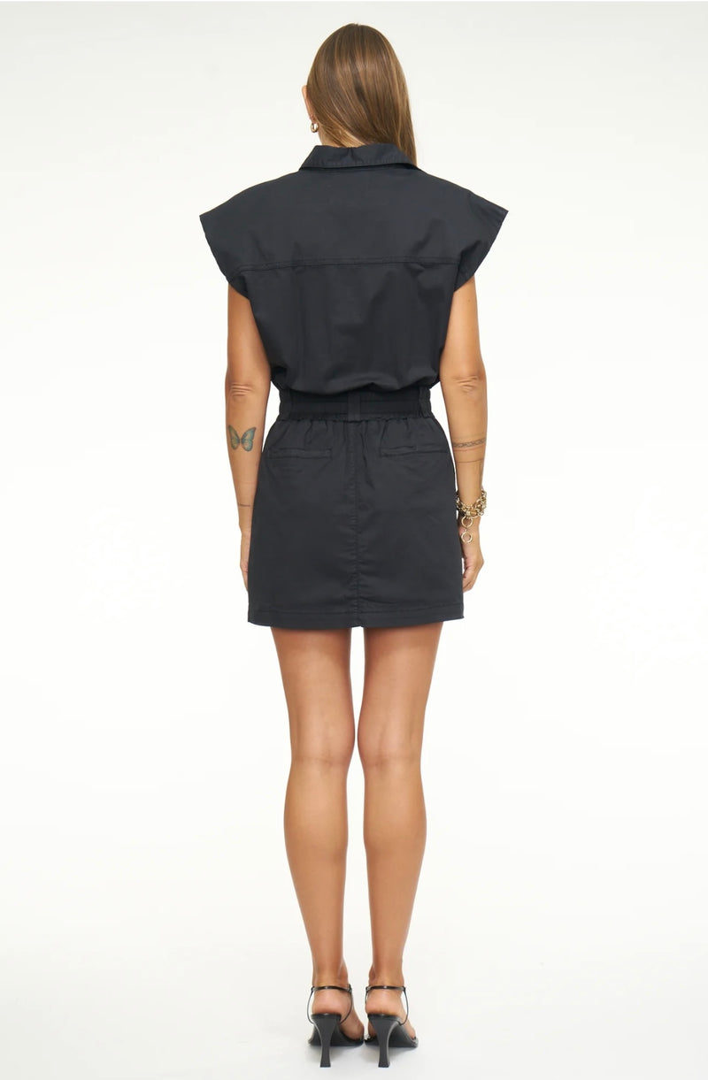 PISTOLA: ROSIE SMOCKED WAIST MINI DRESS - FADE TO BLACK