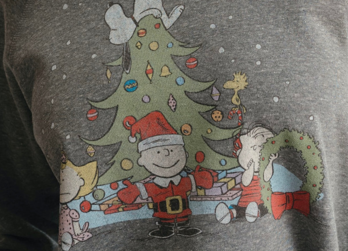 PEOPLE OF LEISURE: PEANUTS CHARLIE BROWN’S CHRISTMAS TREE SWEATSHIRT - HEATHER GREY