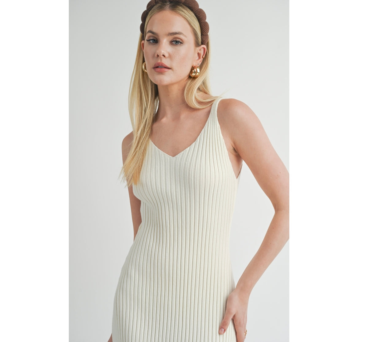 SAGE THE LABEL: GABI SWEATER TOP AND DRESS SET - CREAM