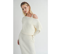 SAGE THE LABEL: GABI SWEATER TOP AND DRESS SET - CREAM