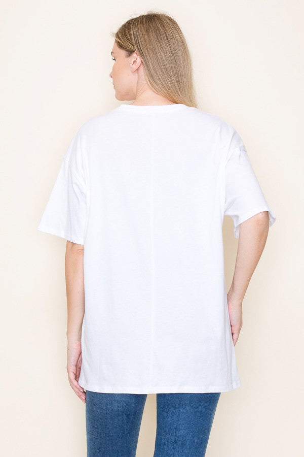 MERRY OVERSIZED FILLED IN GRAPHIC TEE - WHITE