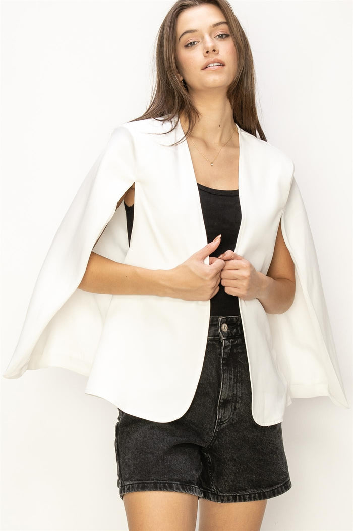 DRESSY CAPE BLAZER - WHITE