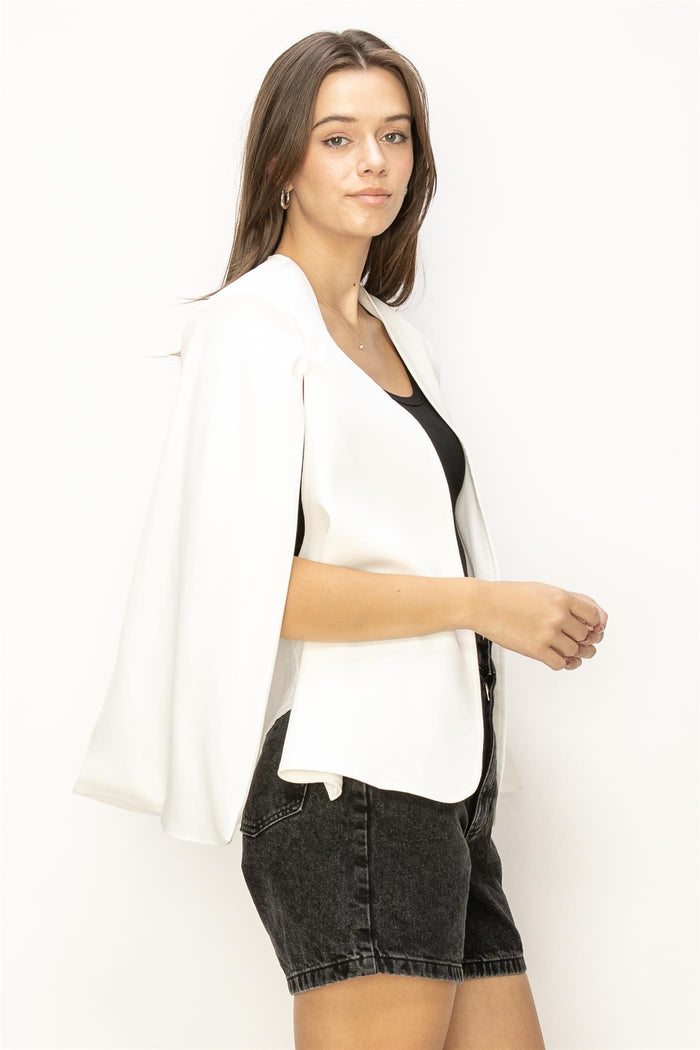 DRESSY CAPE BLAZER - WHITE