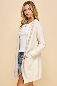 PINCH: RIBBED OPEN KNIT CARDIGAN - CREAM